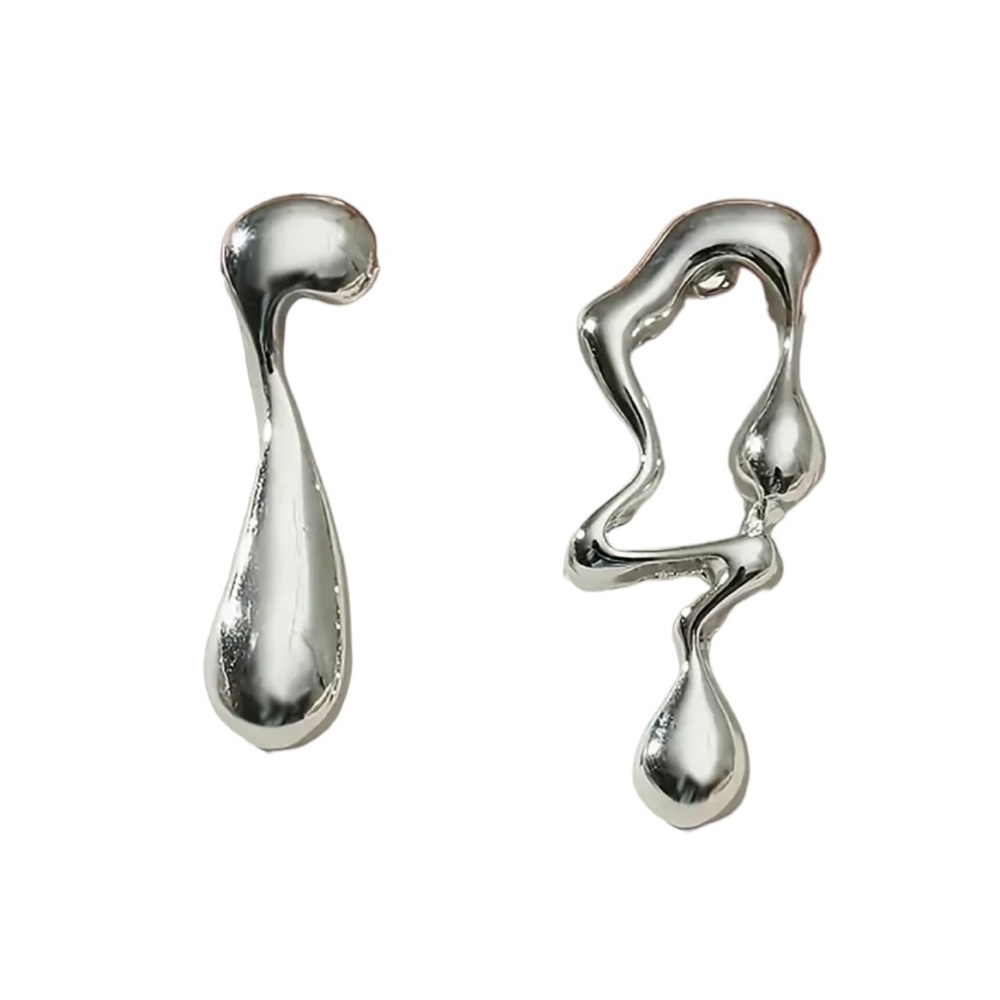 Silver Irregular Abstract Drop Style Earrings - image 3